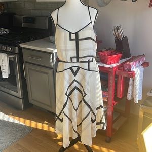Banana Republic Cream sundress with black and brown striped design